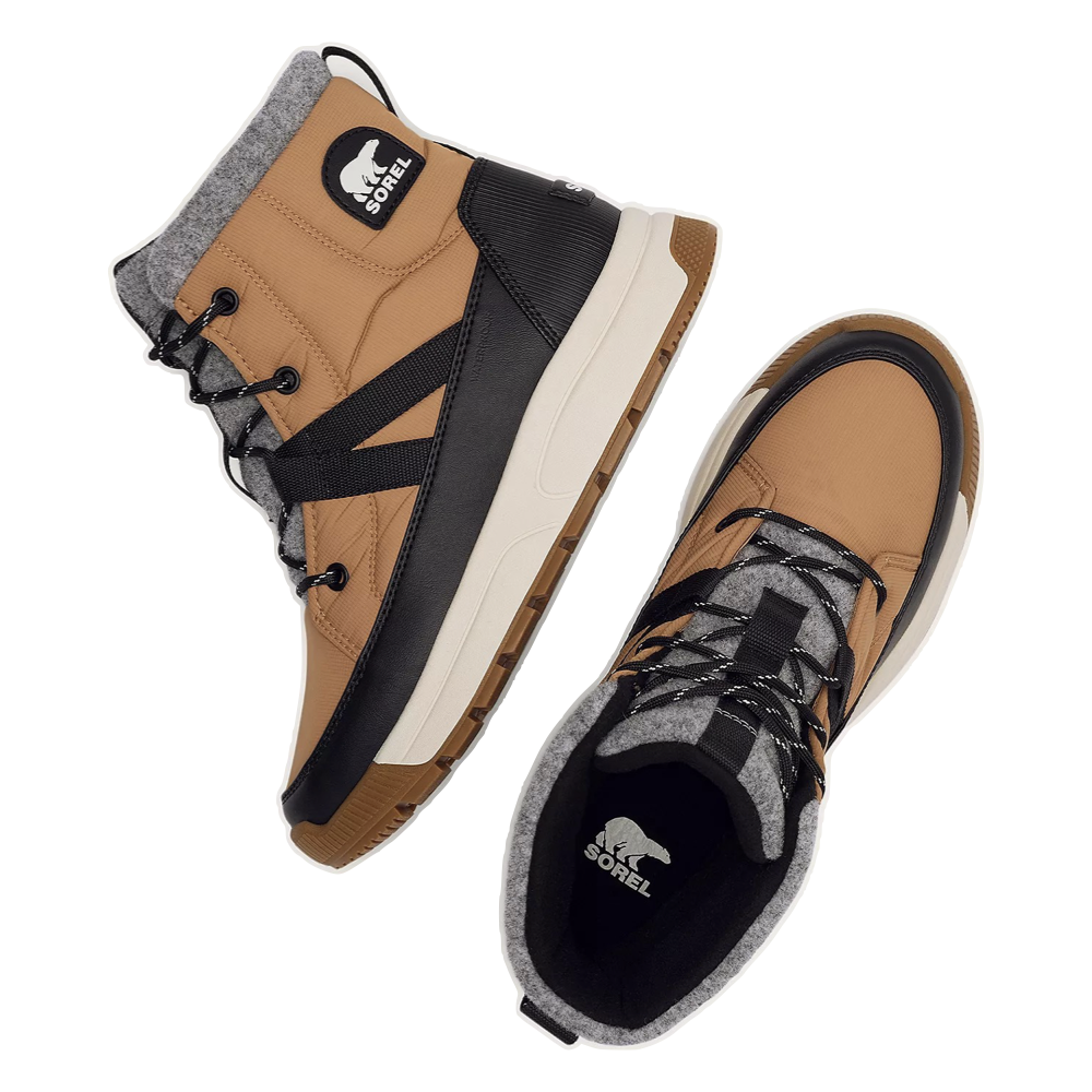 Top-down and side view of Sorel Whitney III Mid Waterproof Boot for women.