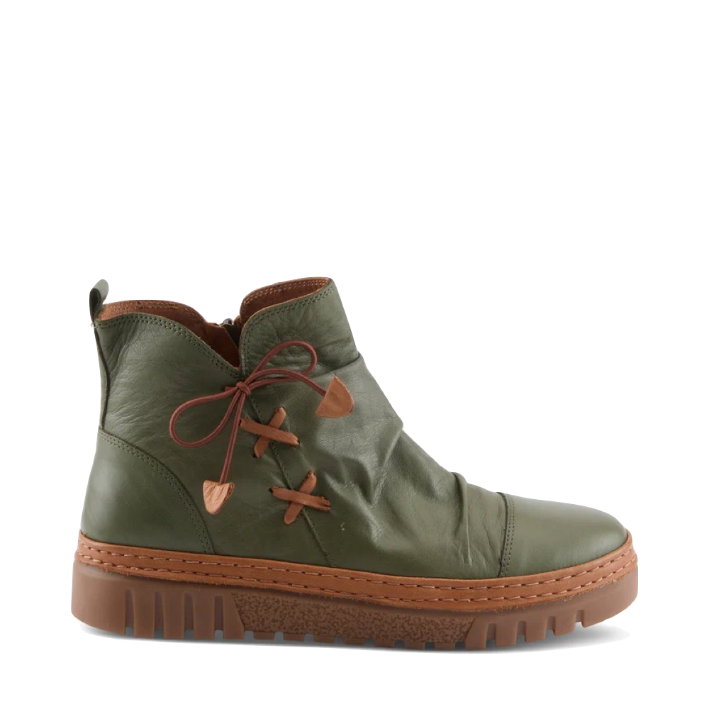 Spring Step Women's VanDis Low Leather Zip Boot in Olive – V&A Bootery INC