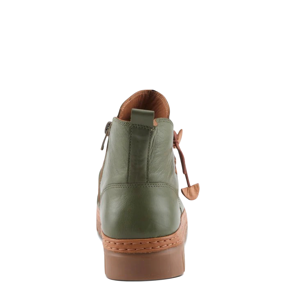 Back view of Spring Step VanDis Low Leather Zip Boot for women.