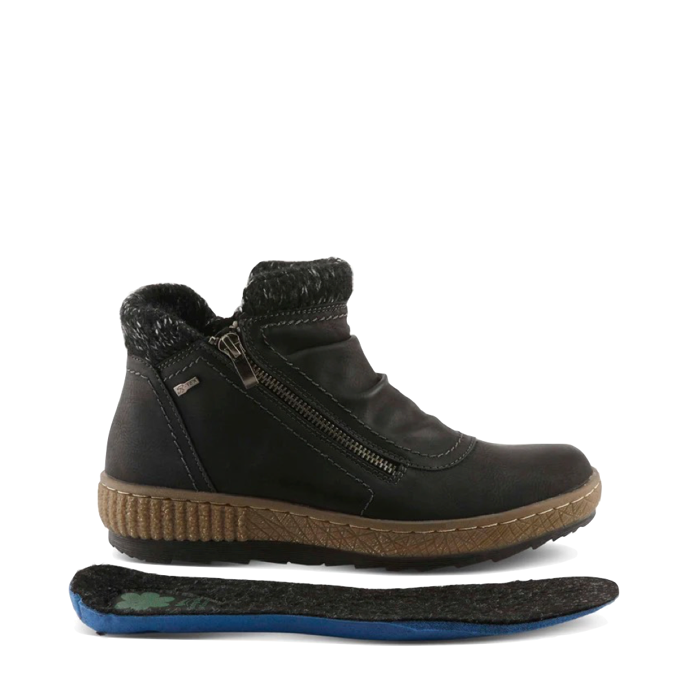 Side (right) view of Spring Step Cleora Side Zip Water Resistant Boot for women.