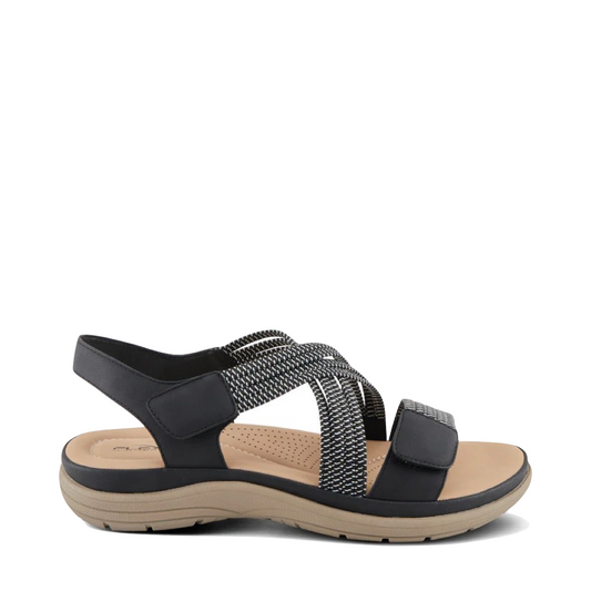 Side (right) view of Spring Step Crossbeam Sandal for women.
