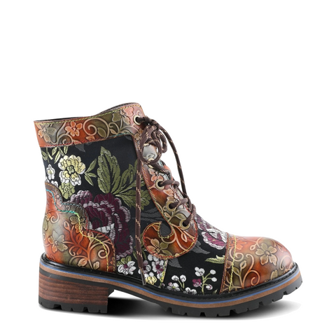 Spring Step Women's Fantastic Leather Lace Boot in Brown Multi