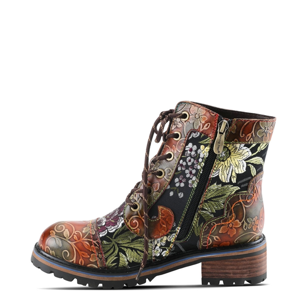 Spring Step Women's Fantastic Leather Lace Boot in Brown Multi