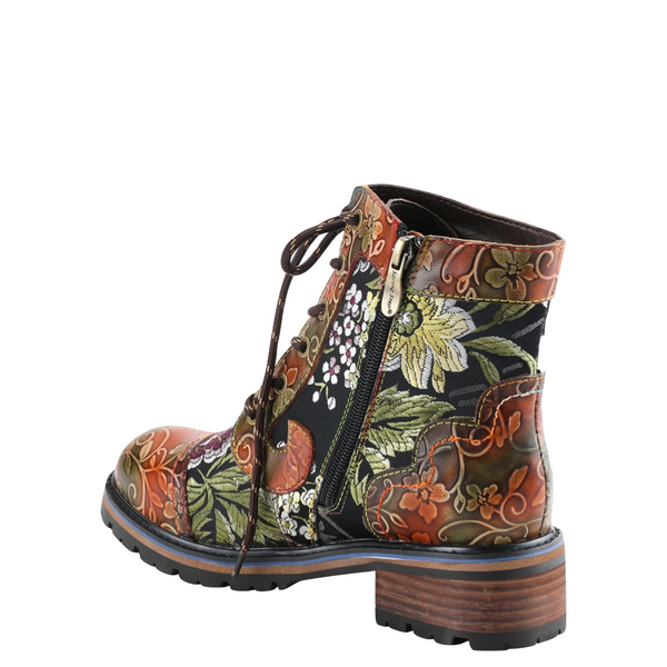 Spring Step Women's Fantastic Leather Lace Boot in Brown Multi