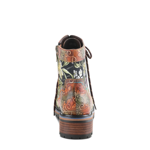 Spring Step Women's Fantastic Leather Lace Boot in Brown Multi
