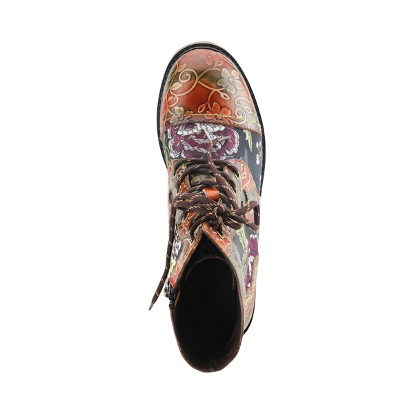 Spring Step Women's Fantastic Leather Lace Boot in Brown Multi