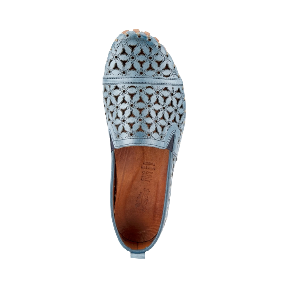 Top-down view of Spring Step Flowerflow Perfed Flat for women.