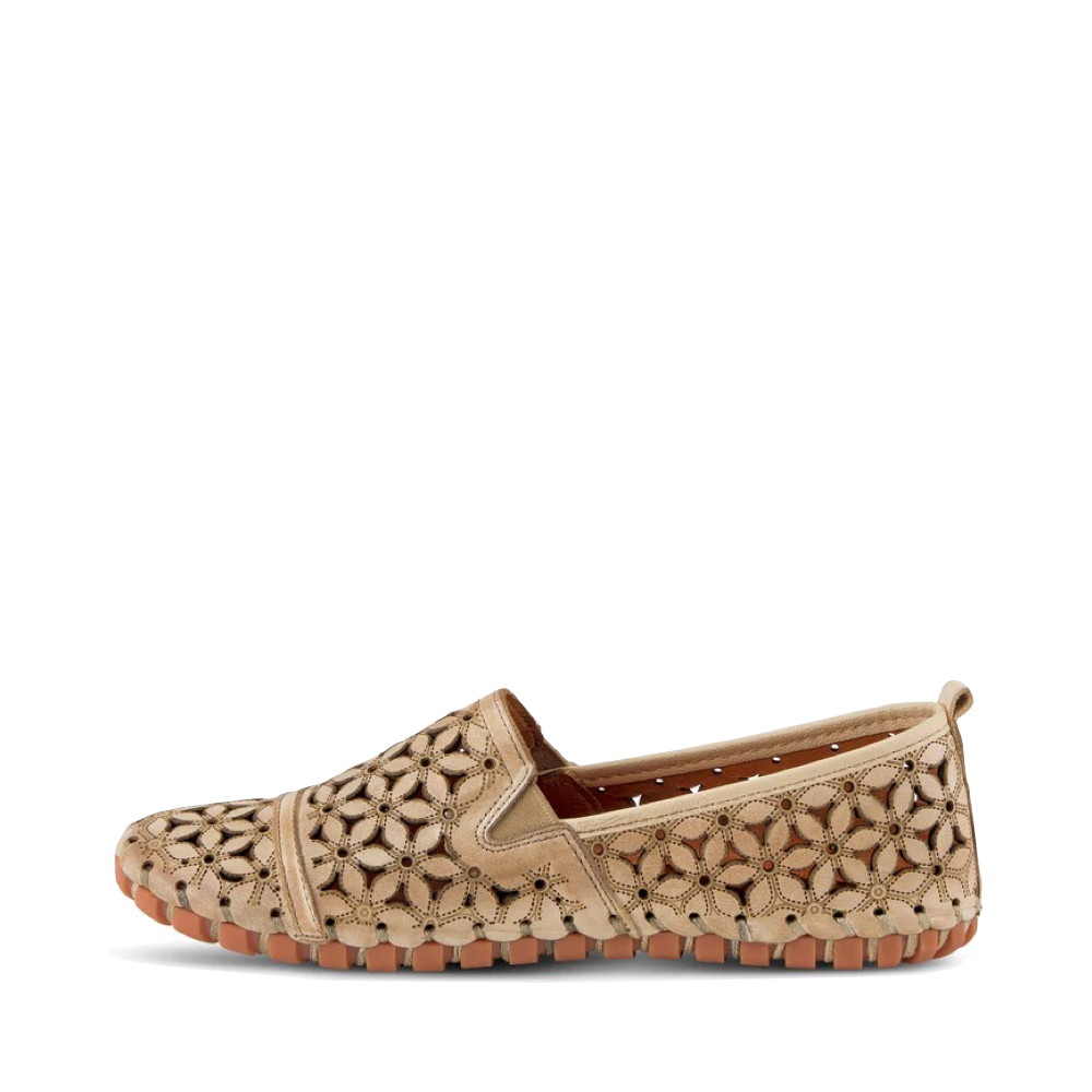 Side (left) view of Spring Step Flowerflow Slip On Flat for women.