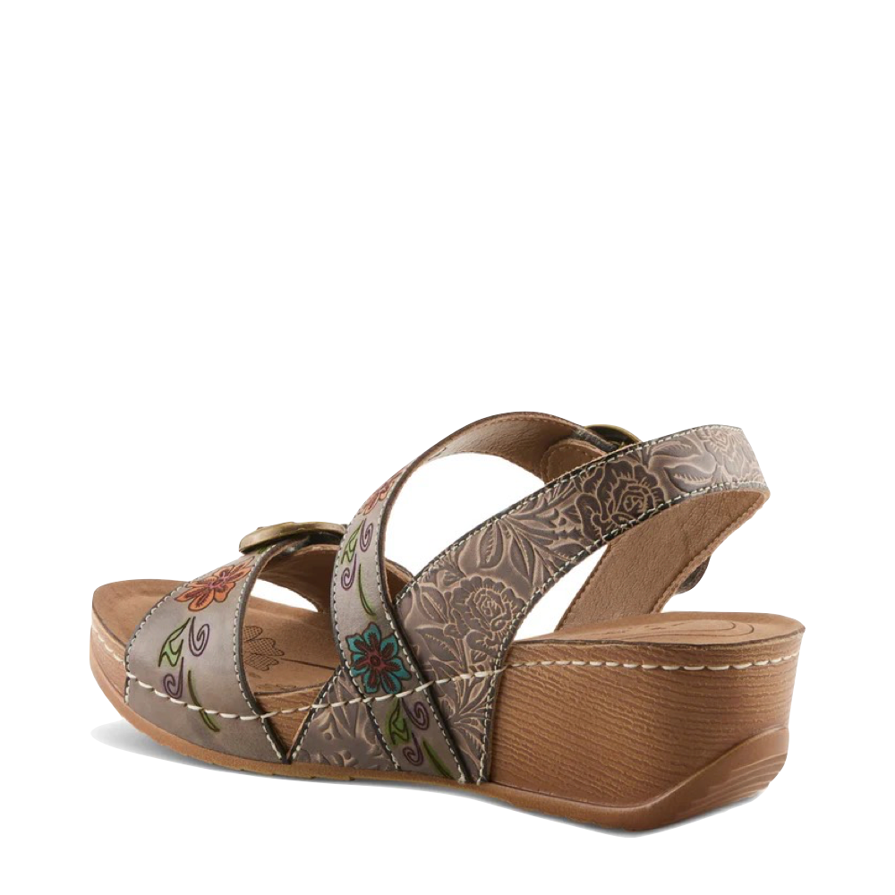 Heel view of Spring Step Gottaget Wedge Sandal for women.