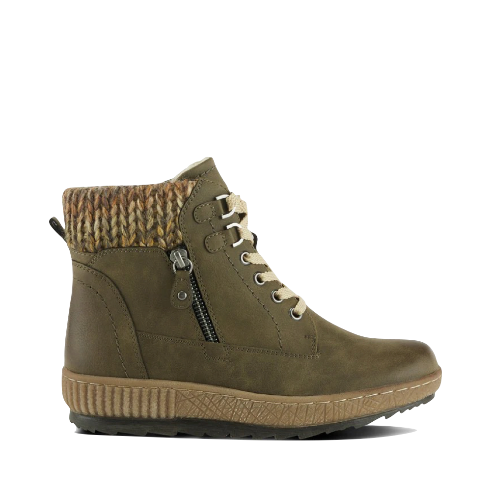 Side (right) view of Spring Step Karlene Side Zip Lace Waterproof Boots for women.