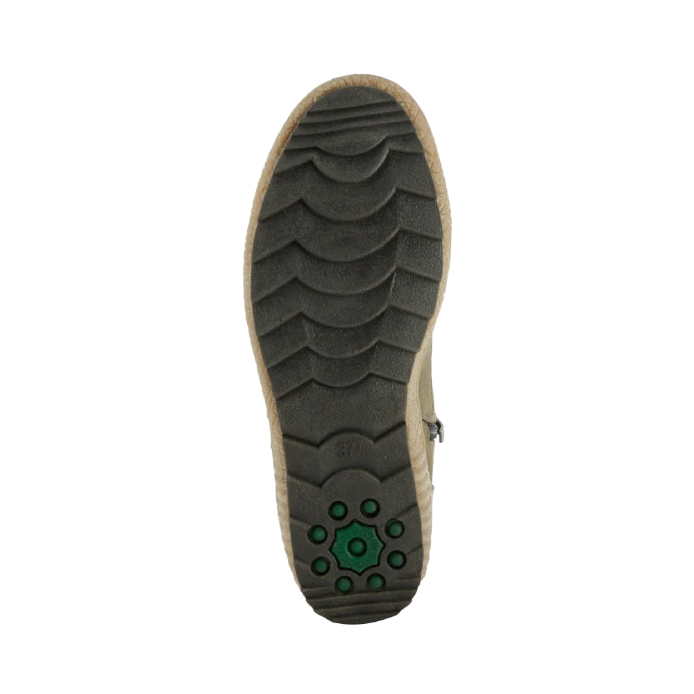 Bottom view of Spring Step Karlene Side Zip Lace Waterproof Boots for women.