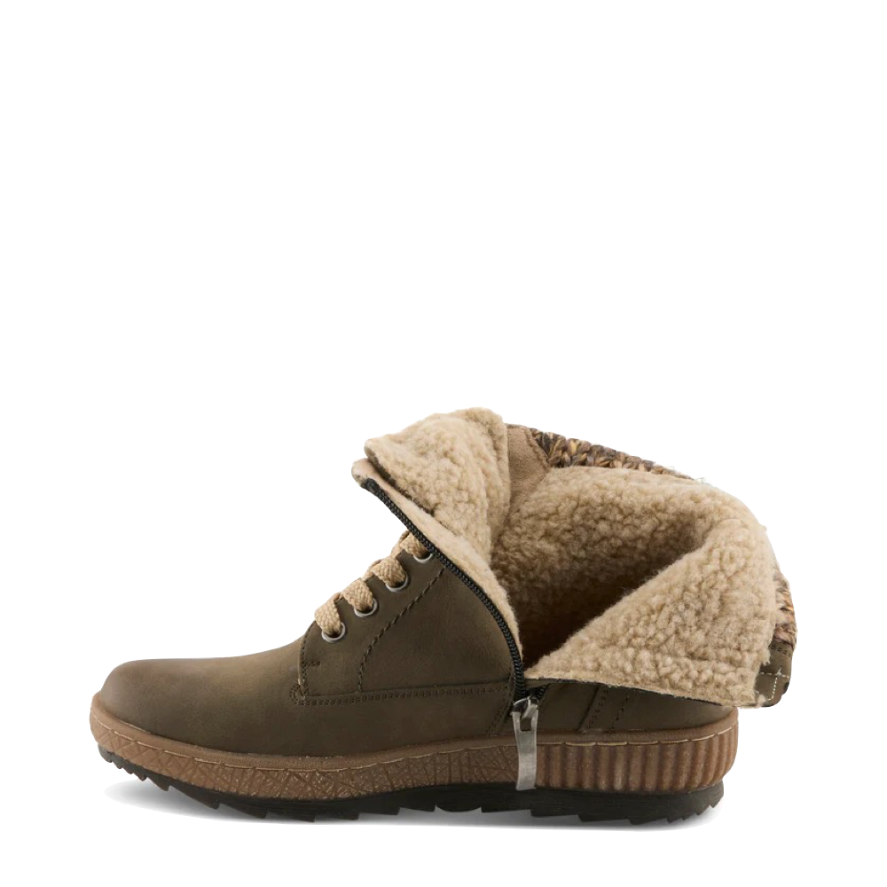 Side (left) view of Spring Step Karlene Side Zip Lace Waterproof Boots for women.