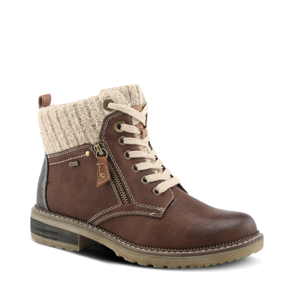 Toe view of Spring Step Khazera Side Zip Waterproof Lace Boot for women.