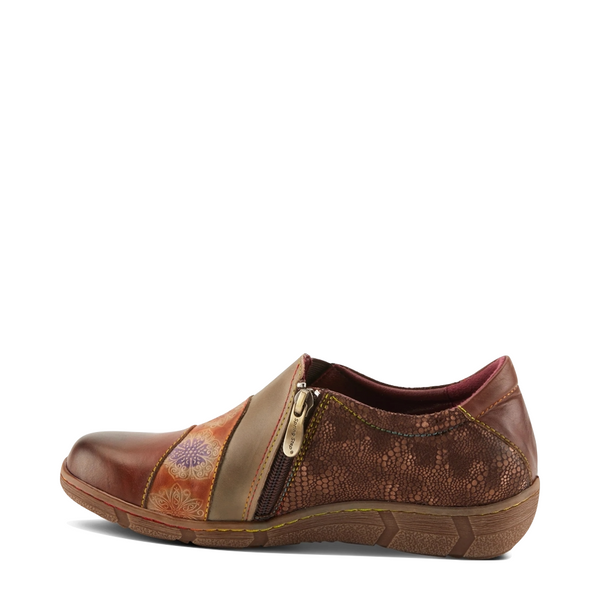 Spring Step Women's Lata Side Zip Slip On Shoe in Brown Multi