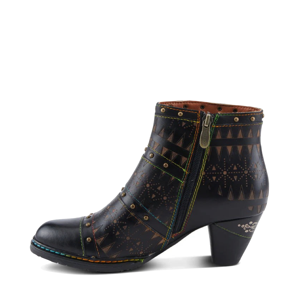 Side (left) view of Spring Step Niobe Heeled Boot for women.