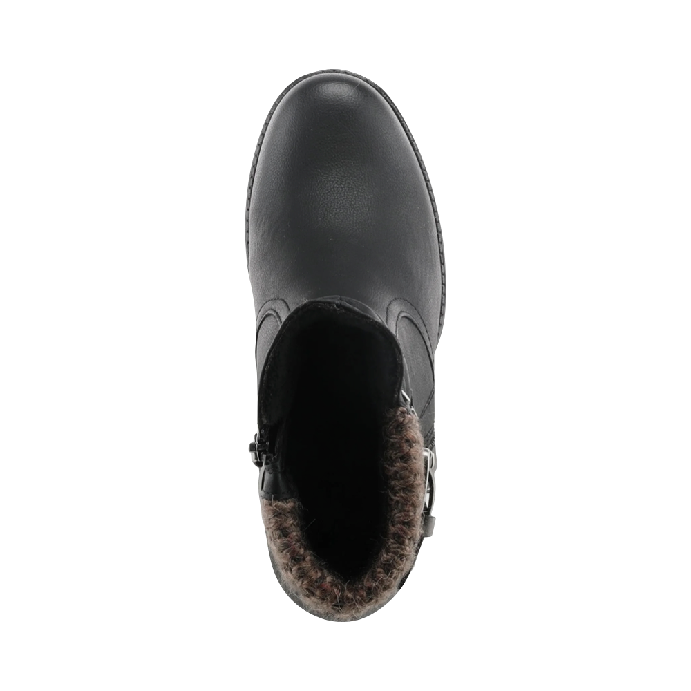 Top-down view of Spring Step Rene Water Resistant Side Zip Sweater Cuff Heeled Boot for women.