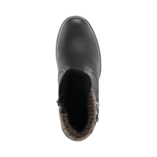 Spring Step Women's Rene Water Resistant Side Zip Sweater Cuff Heeled Boot (Black)