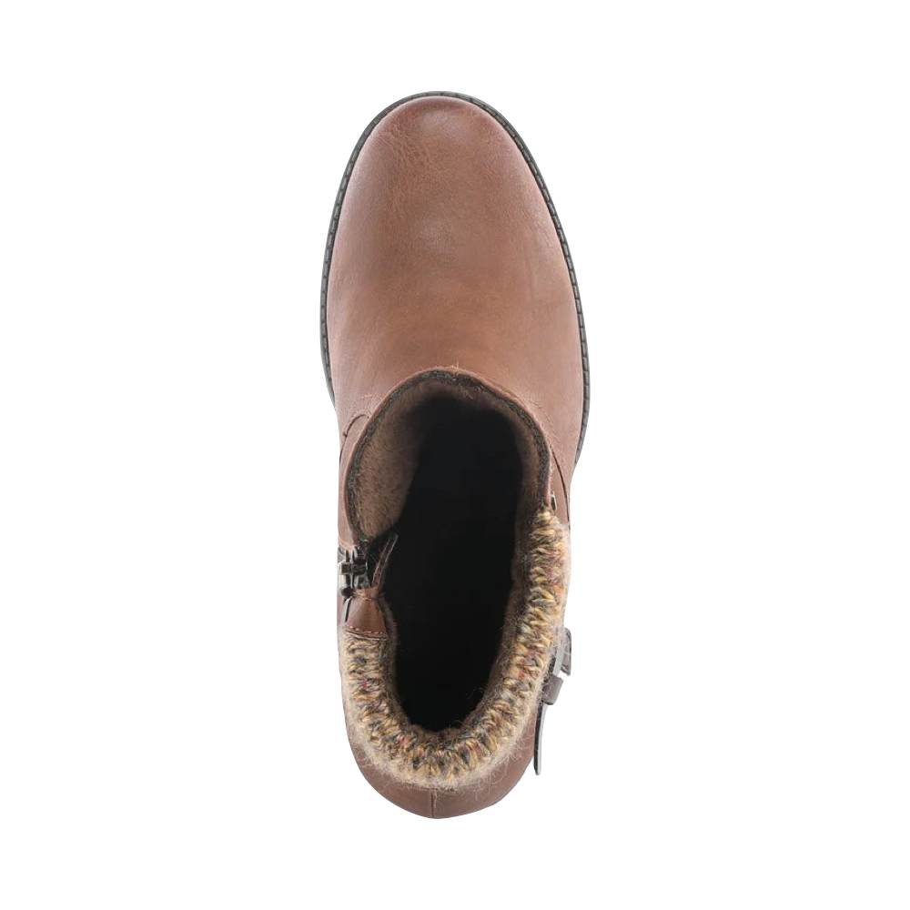 Top-down view of Spring Step Rene Water Resistant Side Zip Sweater Cuff Heeled Boot for women.