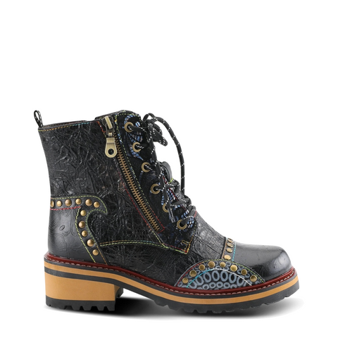 Spring Step Women's Rugup Lace Boot in Black Multi
