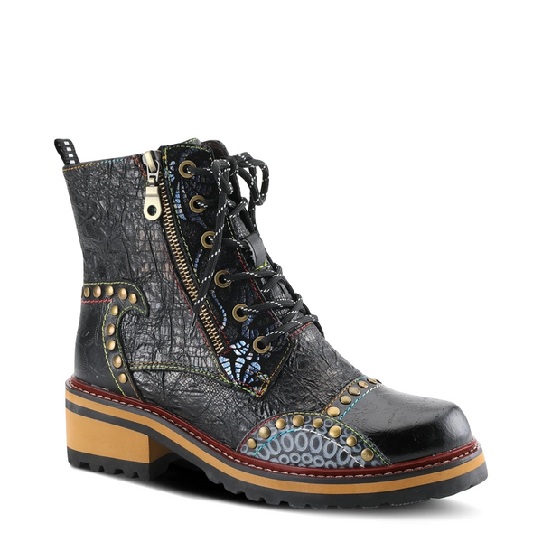 Spring Step Women's Rugup Lace Boot in Black Multi