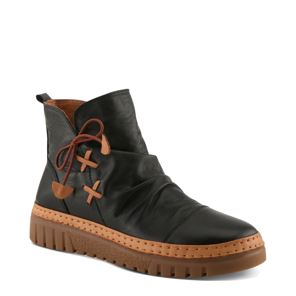 Toe view of Spring Step VanDis Low Leather Zip Boot for women.