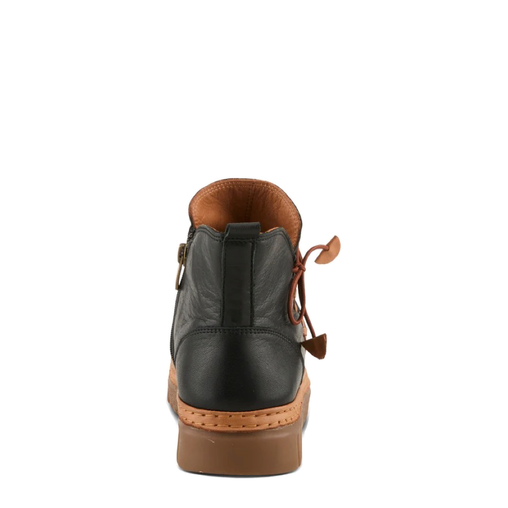 Back view of Spring Step VanDis Low Leather Zip Boot for women.