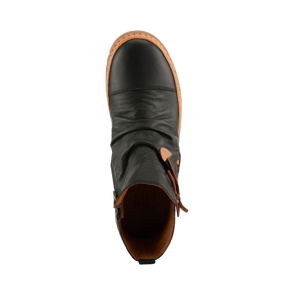 Top-down view of Spring Step VanDis Low Leather Zip Boot for women.
