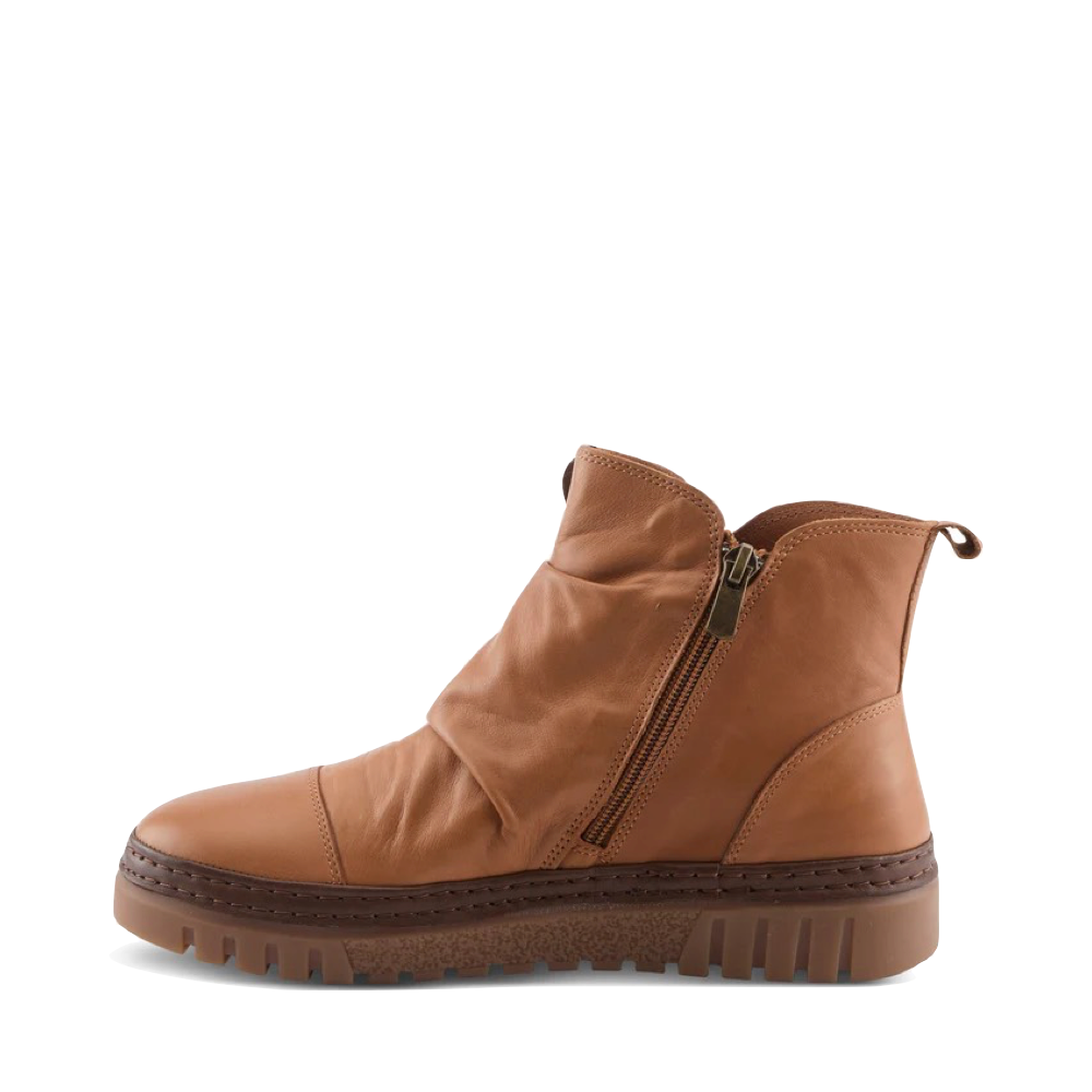 Side (left) view of Spring Step VanDis Low Leather Zip Boot for women.