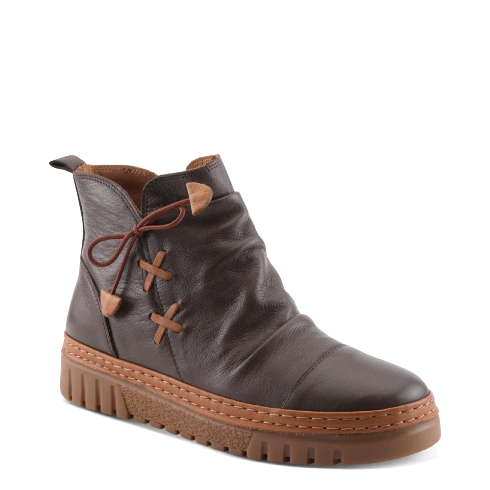 Toe view of Spring Step VanDis Low Leather Zip Boot for women.