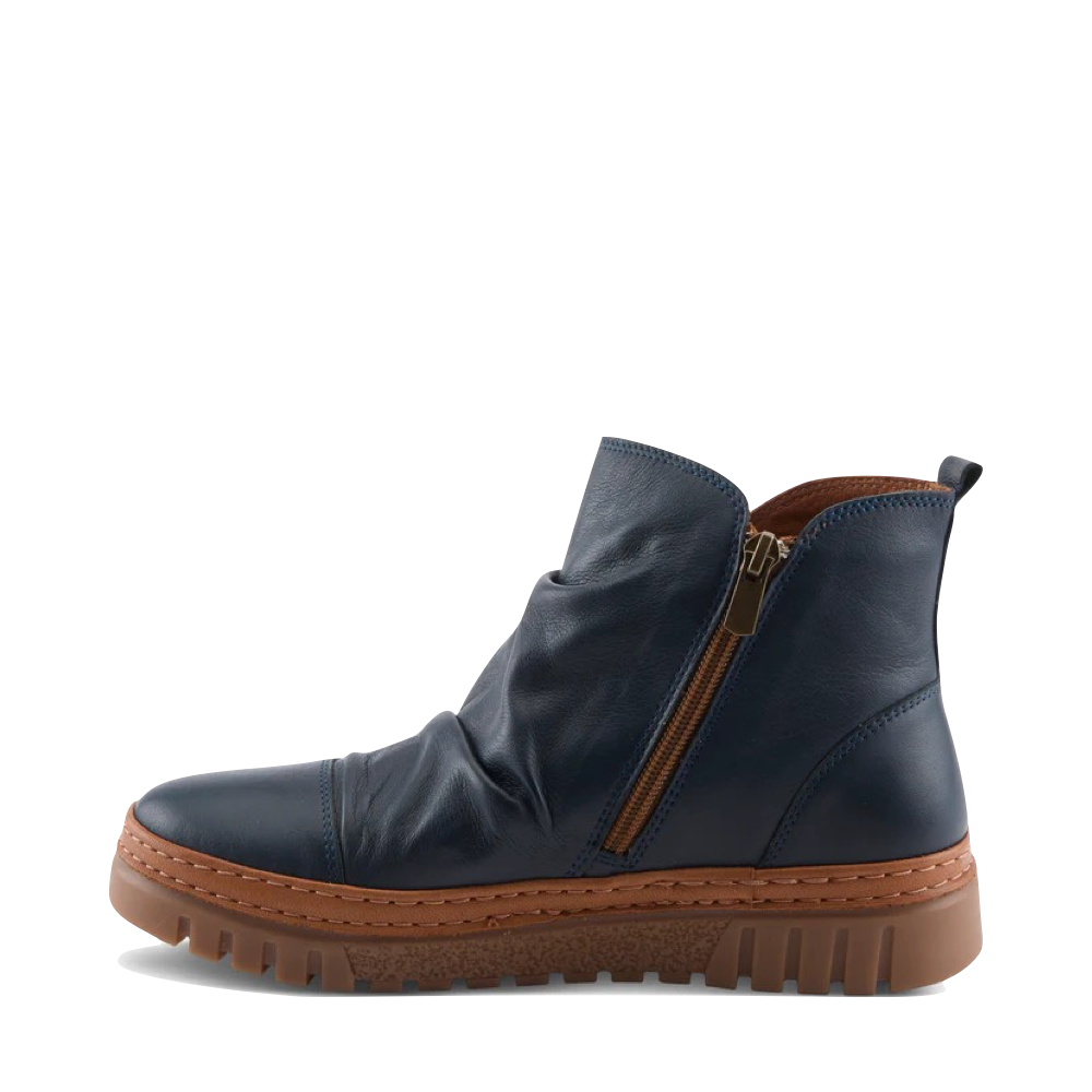 Side (left) view of Spring Step VanDis Low Leather Zip Boot for women.