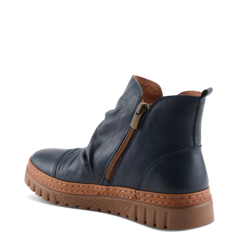 Heel view of Spring Step VanDis Low Leather Zip Boot for women.