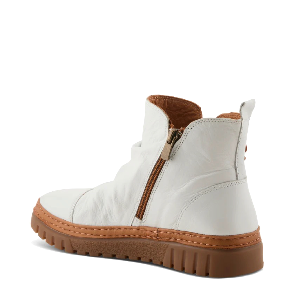 Heel view of Spring Step VanDis Low Leather Zip Boot for women.