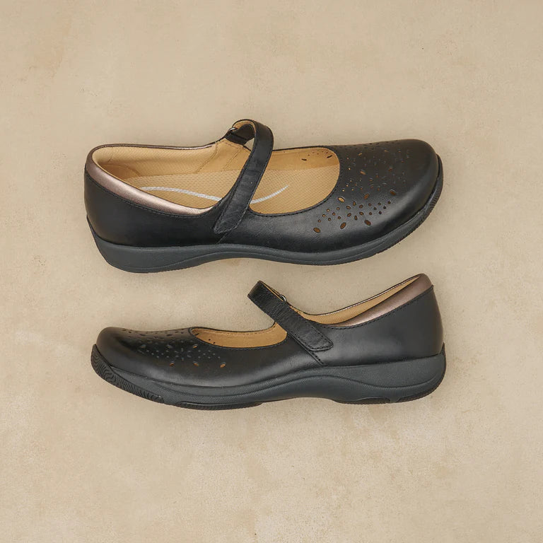 Dansko Women's Stacy Mary Jane in Black Waxy Burnished Leather