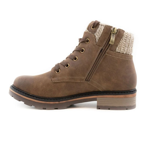 Wanderlust Women's Amy Knit Cuff Waterproof Lace Boot in Tan