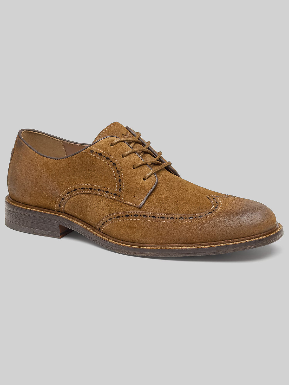 Johnston & Murphy Men's Ripley Wingtip Lace in Snuff Waxed Suede