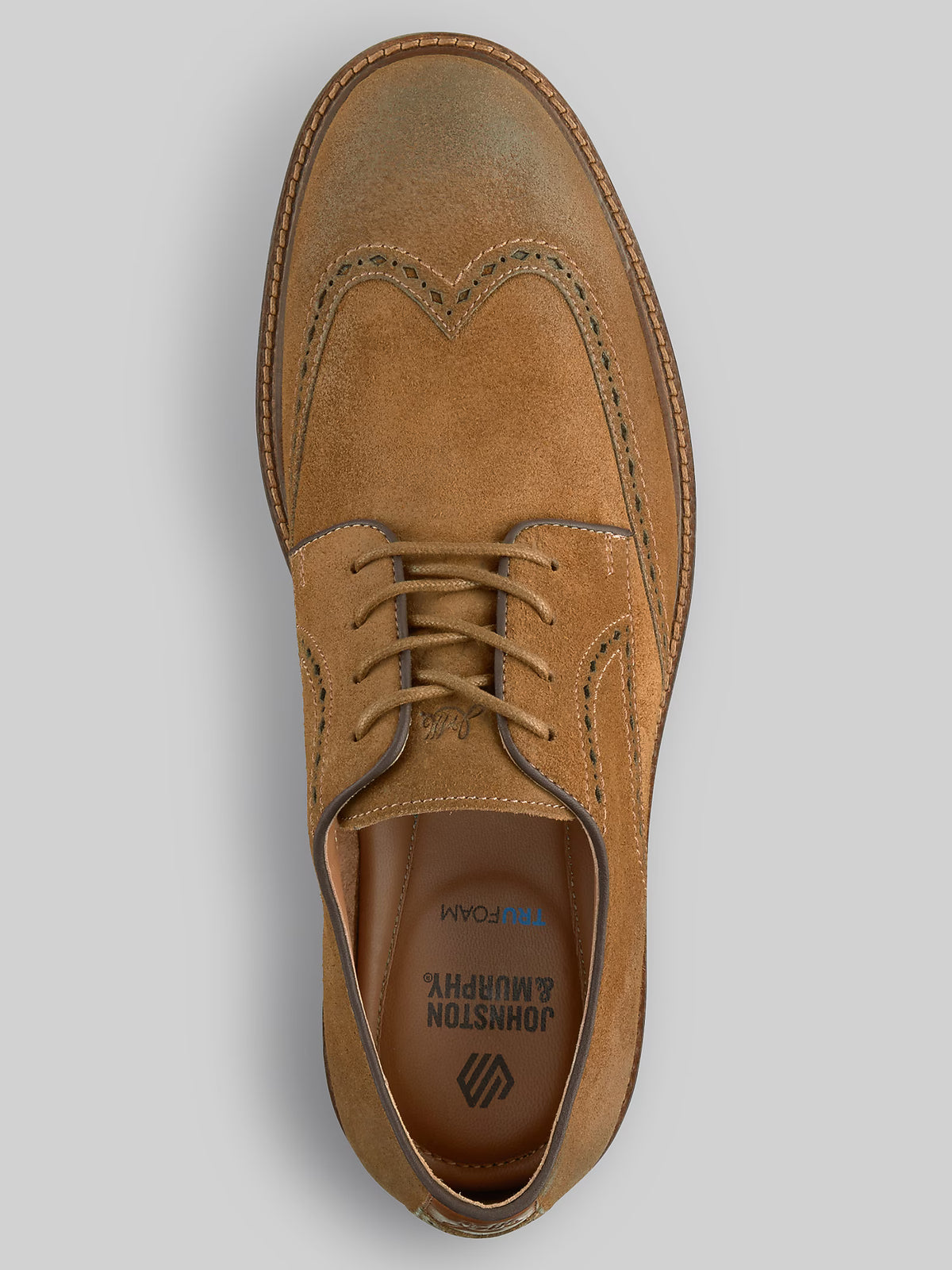 Johnston & Murphy Men's Ripley Wingtip Lace in Snuff Waxed Suede