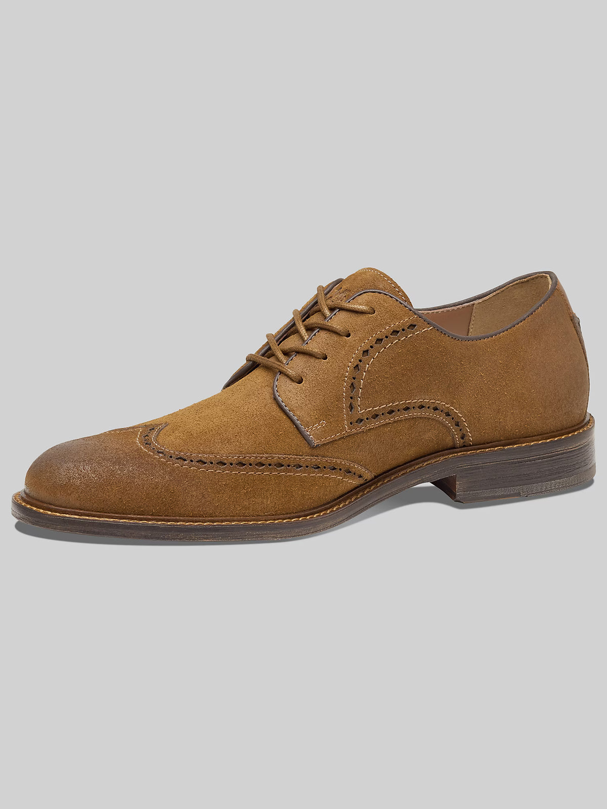 Johnston & Murphy Men's Ripley Wingtip Lace in Snuff Waxed Suede