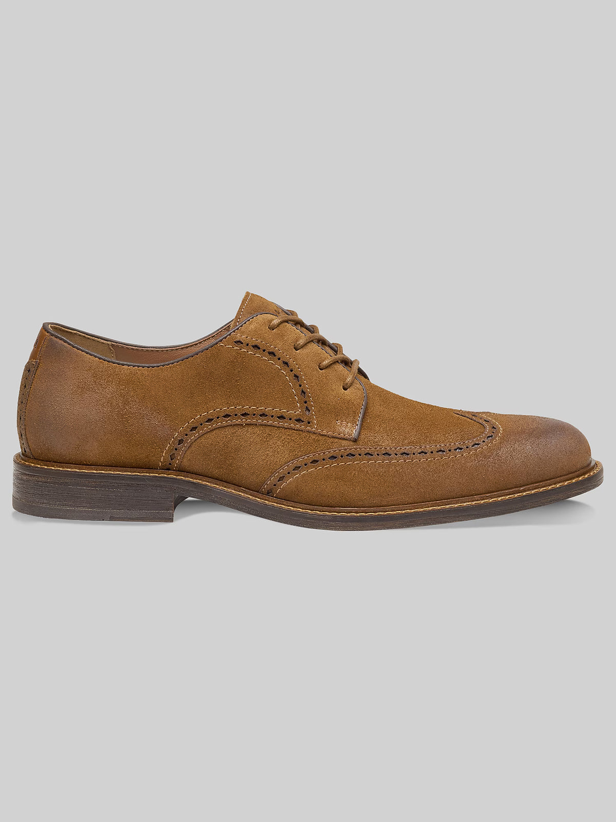 Johnston & Murphy Men's Ripley Wingtip Lace in Snuff Waxed Suede