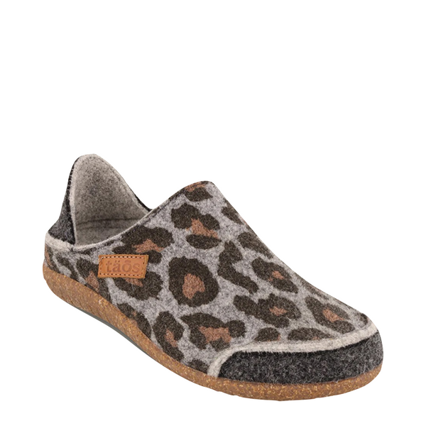 Taos Women's Convertawool Wool Slip On in Charcoal Leopard
