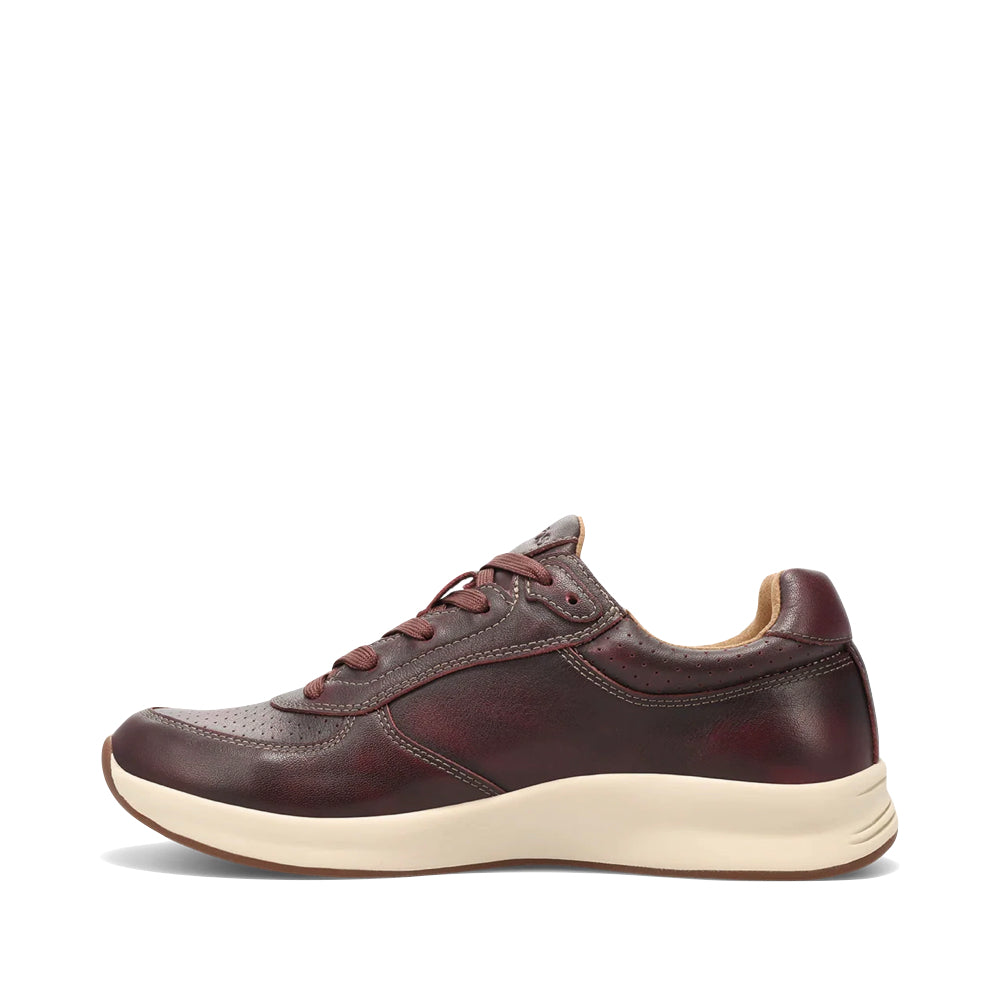Side (left) view of Taos Delta Leather Lace Sneaker for women.