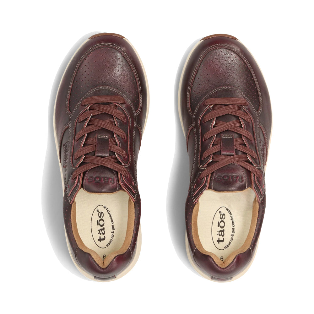 Top-down view of Taos Delta Leather Lace Sneaker for women.
