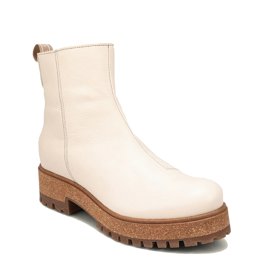 Taos Women's Downtown Heeled Leather Boot in Eggshell Beige