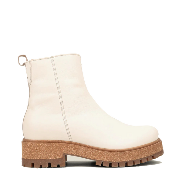 Taos Women's Downtown Heeled Leather Boot in Eggshell Beige