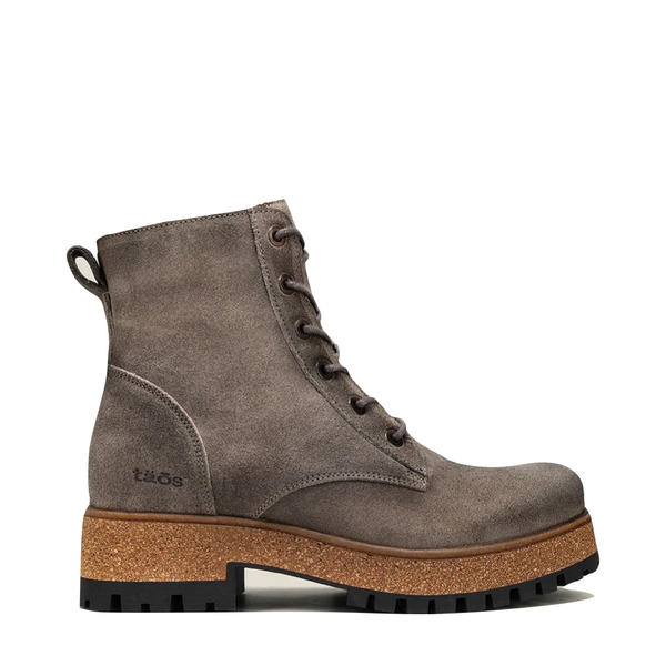 Taos Women's Main Street Suede Leather Lace Boot in Smoke Grey