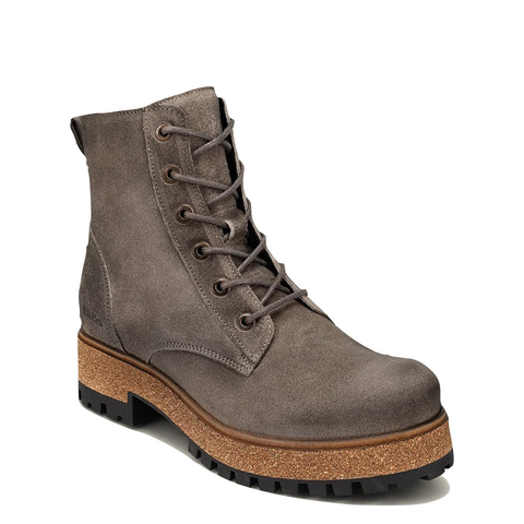 Taos Women's Main Street Suede Leather Lace Boot in Smoke Grey