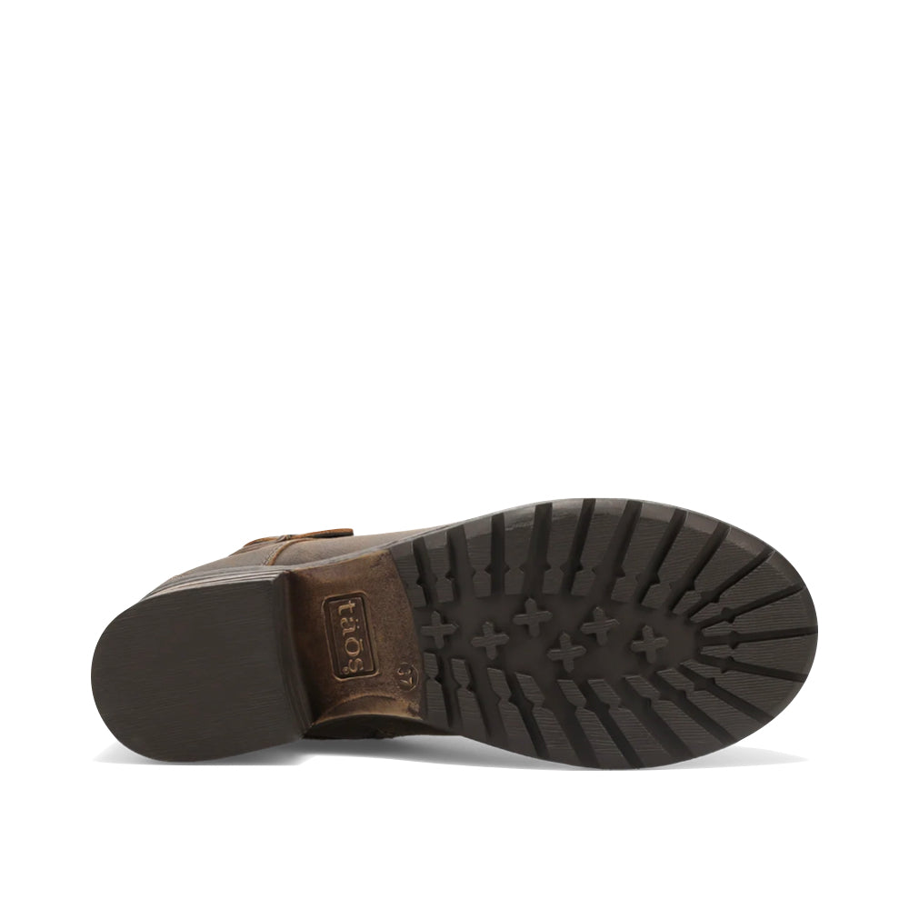 Bottom view of Taos Mini Crave Heeled Side Zip Lace Boot for women.
