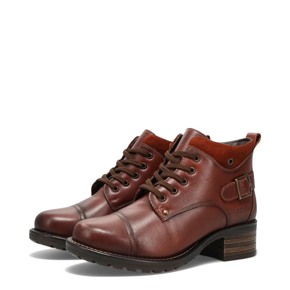 Toe view of Taos Mini Crave Side Zip Lace Boot for women.