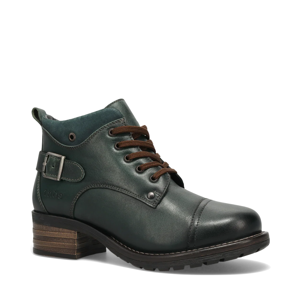 Toe view of Taos Mini Crave Side Zip Lace Boot for women.