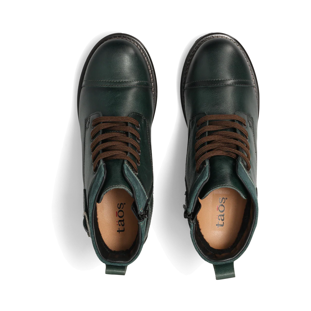 Top-down view of Taos Mini Crave Side Zip Lace Boot for women