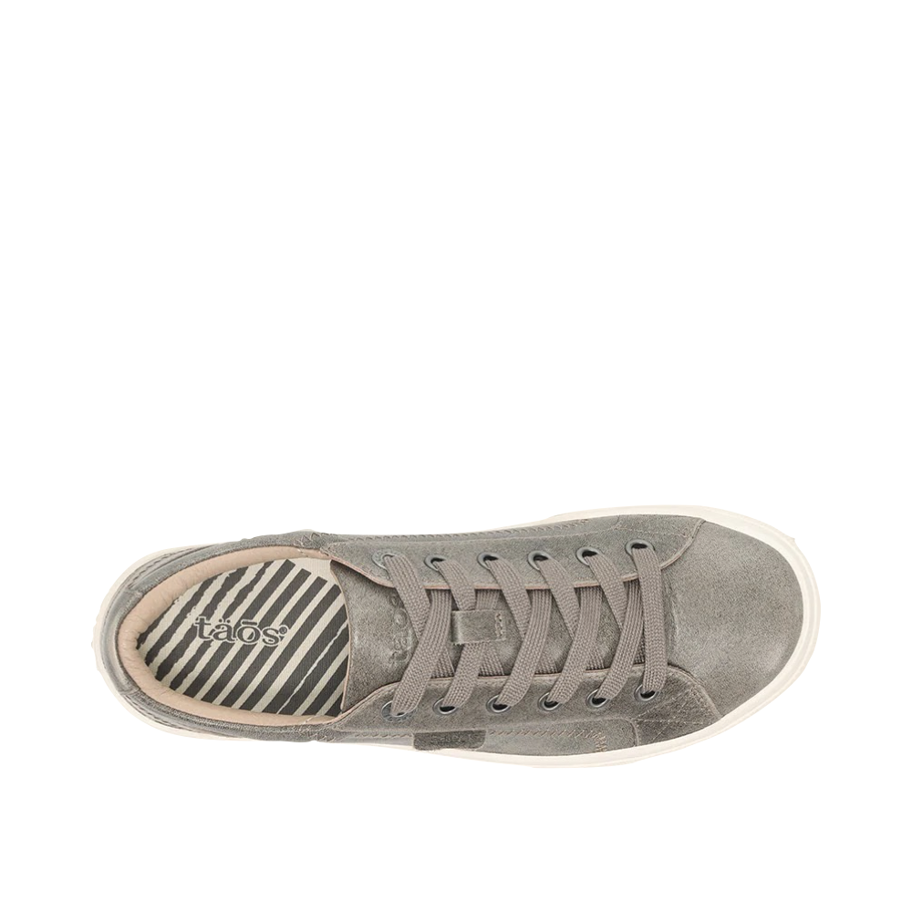 Top-down view of Taos Plim Soul Luxe Leather Lace Sneaker for women.